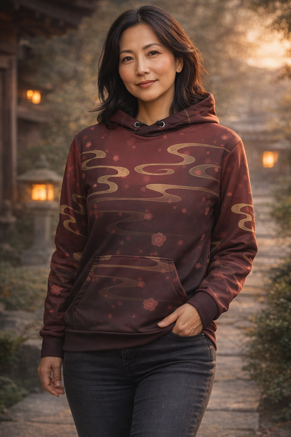 Sakura Dream - Recycelter Unisex-Kapuzenpullover - Von Hand designed - Keine KI !